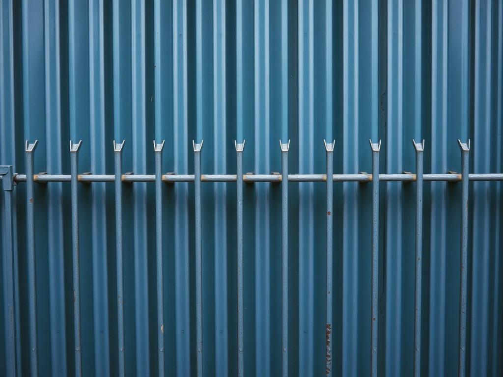 corrugated metal fenceфото
